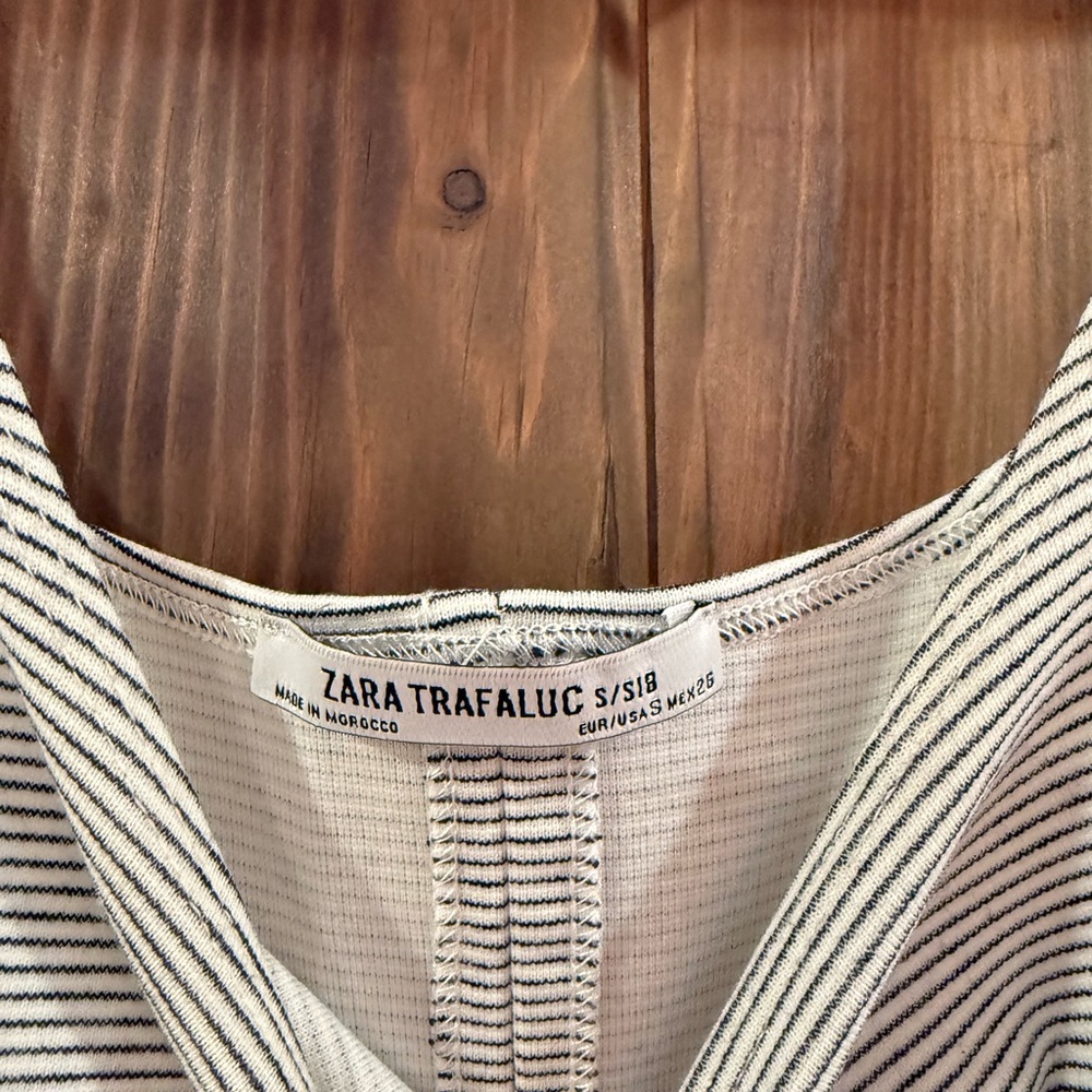 Zara Cream and Black Striped Midi Dress - Picture 4 of 7